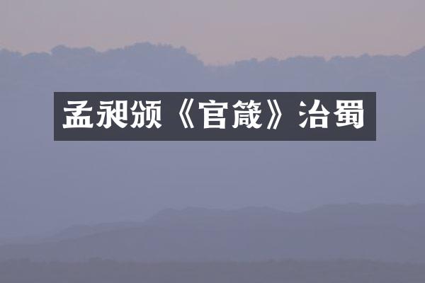 孟昶颁《官箴》治蜀